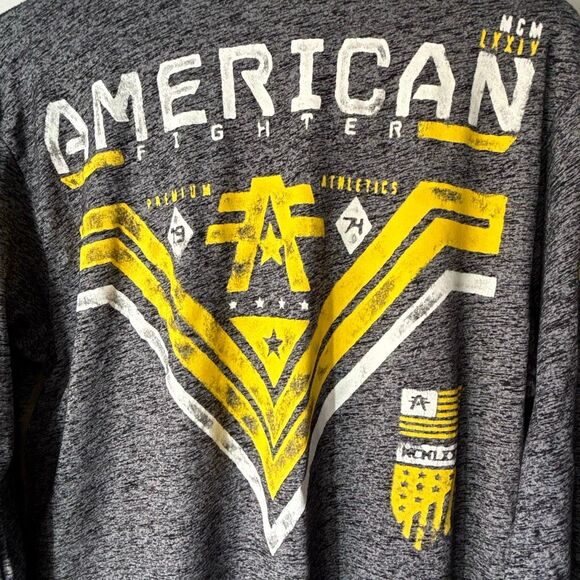 America fighter by Affliction mens burnout graphic t shirt size large gray yello - Picture 6 of 10
